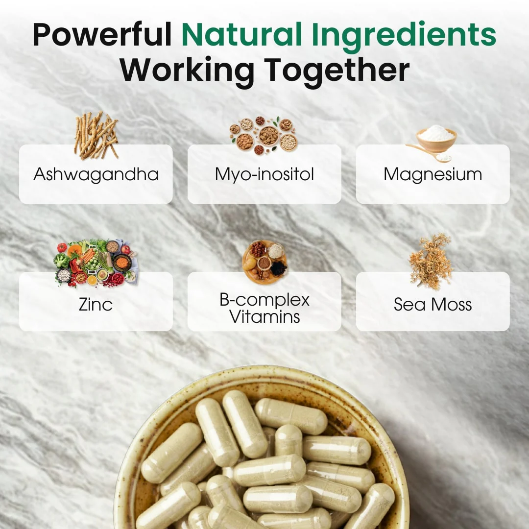 Zoyava Soothe and Smooth Bundle:Cortisol 60 and Myo-Inositol 90 Capsules Supplement Bundle